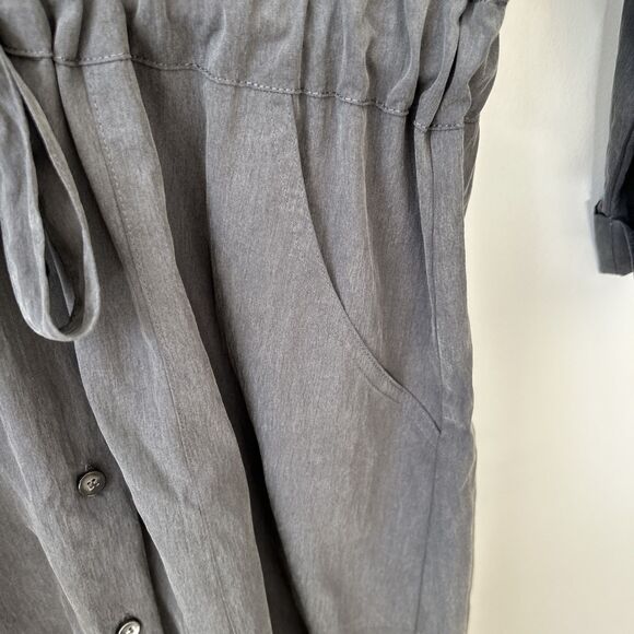 Elle Grey Womens Midi Shirt Dress Gray M Collared Utility Belted Minimalist NWT - Picture 4 of 16